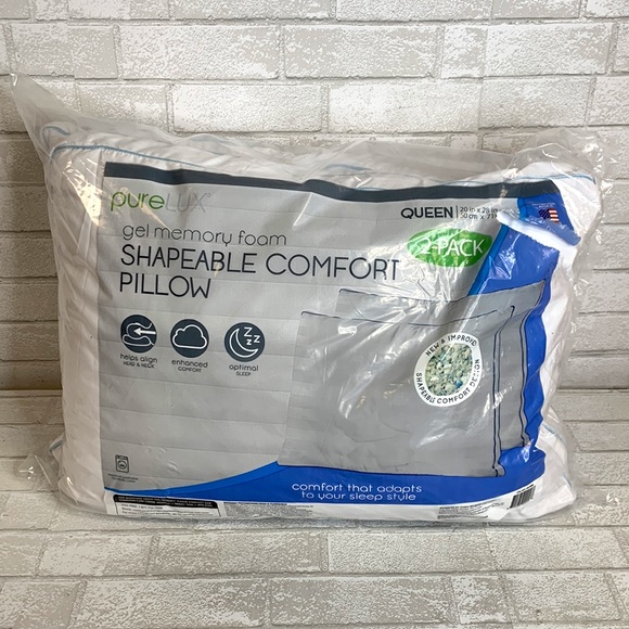 PureLux Gel Memory Foam Shapeable Comfort Pillow 2pk - Picture 1 of 1